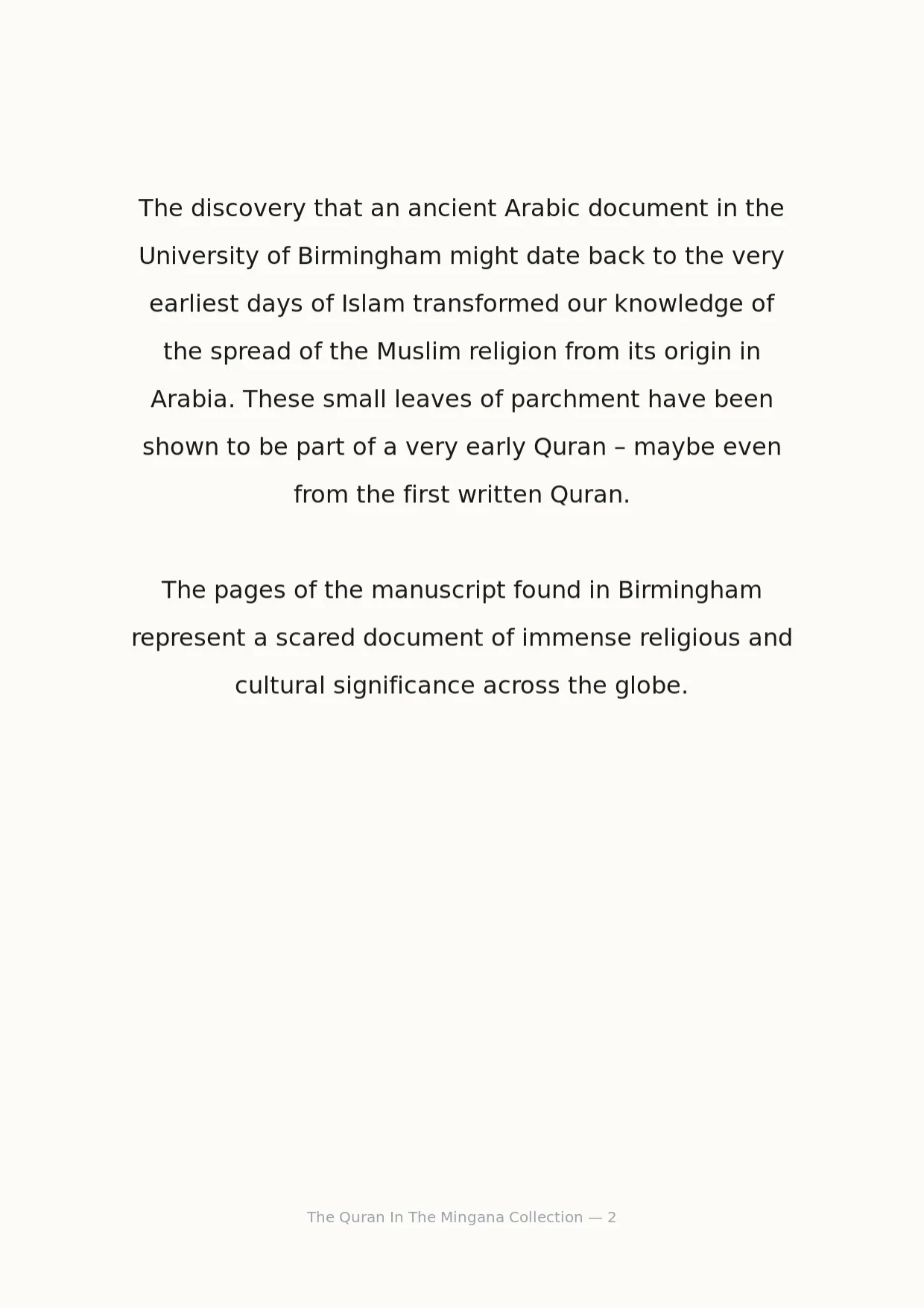 صفحة 2 من The Quran In The Mingana Collection